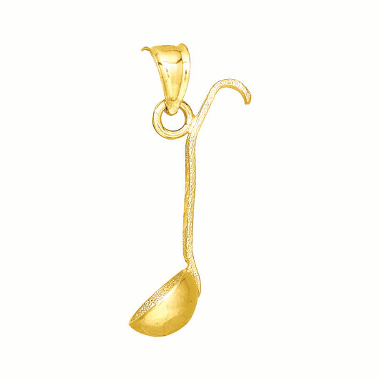 10k Yellow Gold Mens Textured Spoon Household Charm Pendant