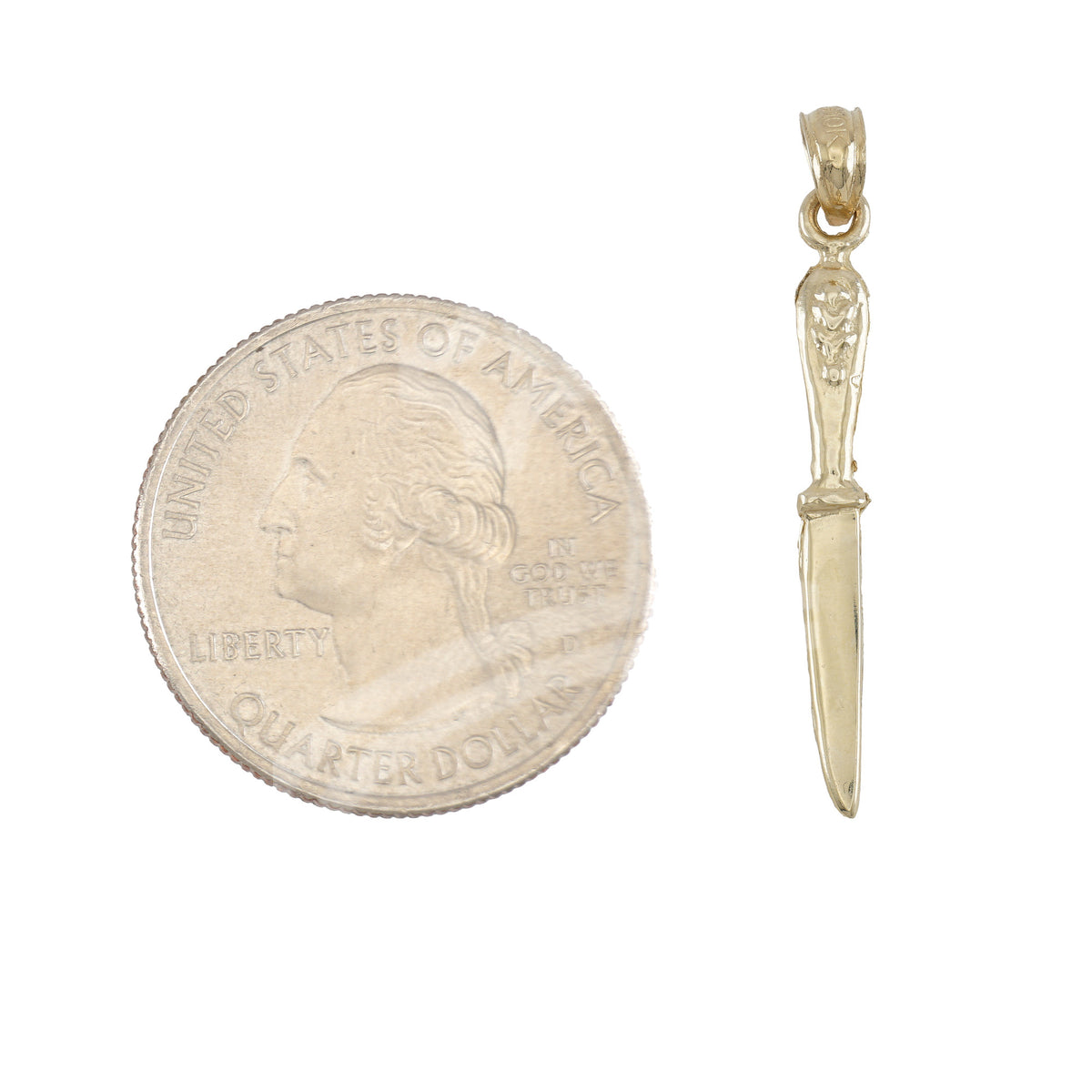 10k Yellow Gold Unisex Knife Tools Charm Pendant