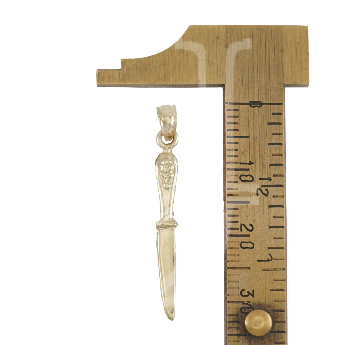 10k Yellow Gold Unisex Knife Tools Charm Pendant