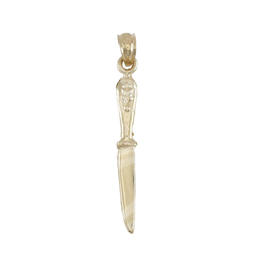 10k Yellow Gold Unisex Knife Tools Charm Pendant