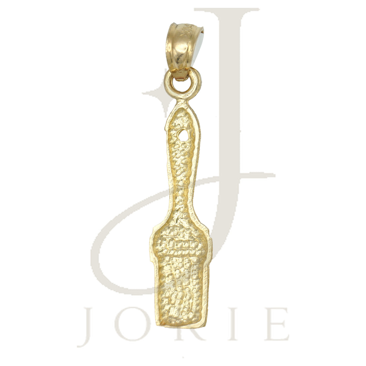 10k Yellow Gold Diamond Cut Textured Unisex Paint Brush Tools Charm Pendant