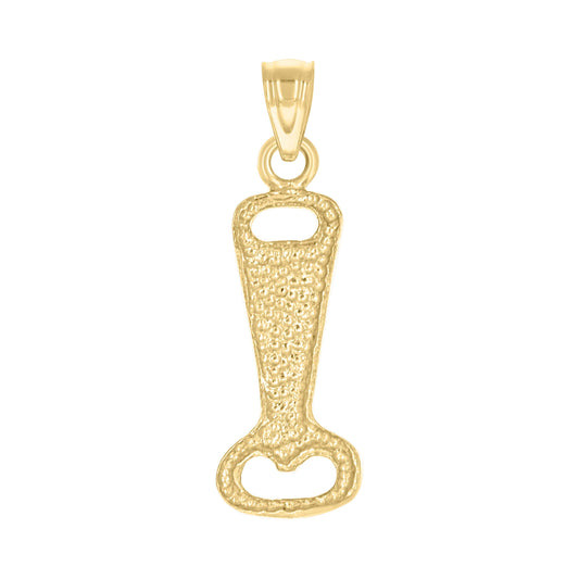10k Yellow Gold Textured Mens Bottle Opener Tools Charm Pendant