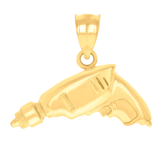 10k Yellow Gold Unisex Glue Gun Tools Charm Pendant