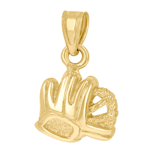 10k Yellow Gold Unisex Baseball Glove Ball Sports Charm Pendant