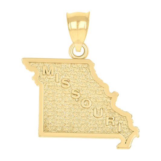 10k Yellow Gold Textured Unisex Missouri State Charm Pendant