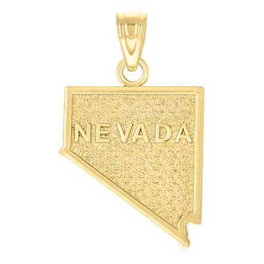 10k Yellow Gold Textured Unisex Nevada State Charm Pendant