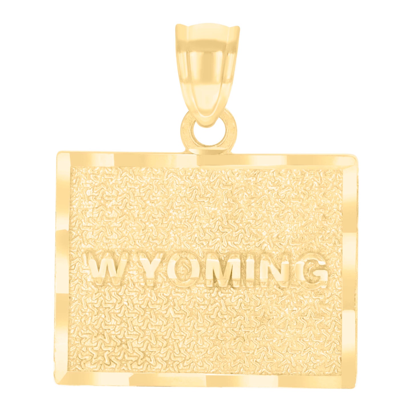 10k Yellow Gold Textured Unisex Wyoming State Charm Pendant