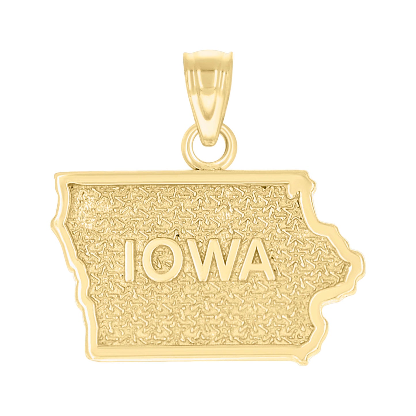 10k Yellow Gold Textured Unisex Iowa State Charm Pendant