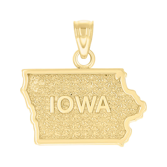 10k Yellow Gold Textured Unisex Iowa State Charm Pendant