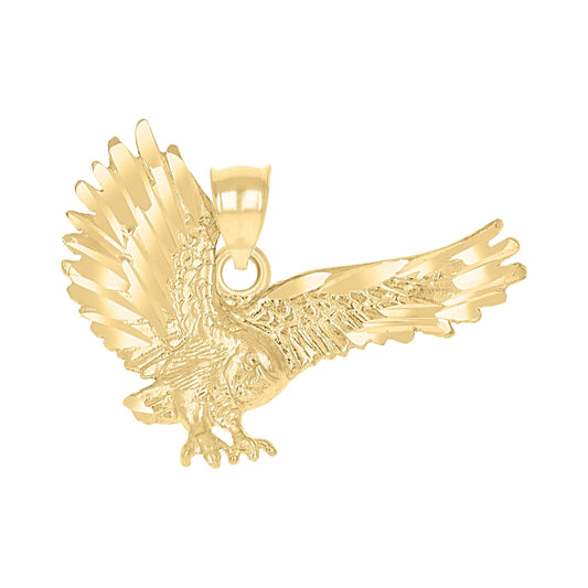 10k Yellow Gold Diamond Cut Unisex Eagle Animal Charm Pendant