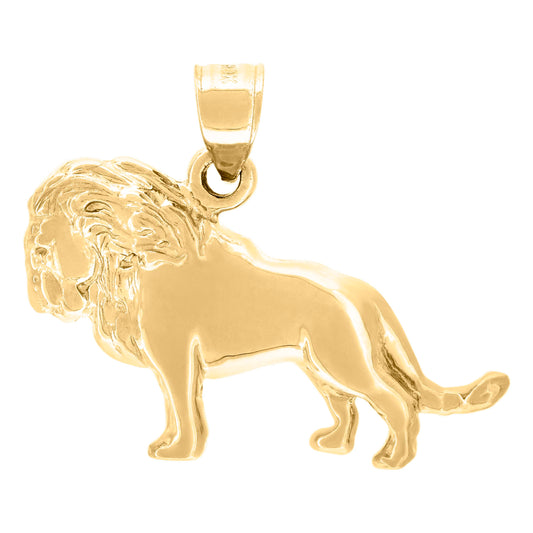 10k Yellow Gold Unisex Lion Leo Zodiac Sign Animal Charm Pendant