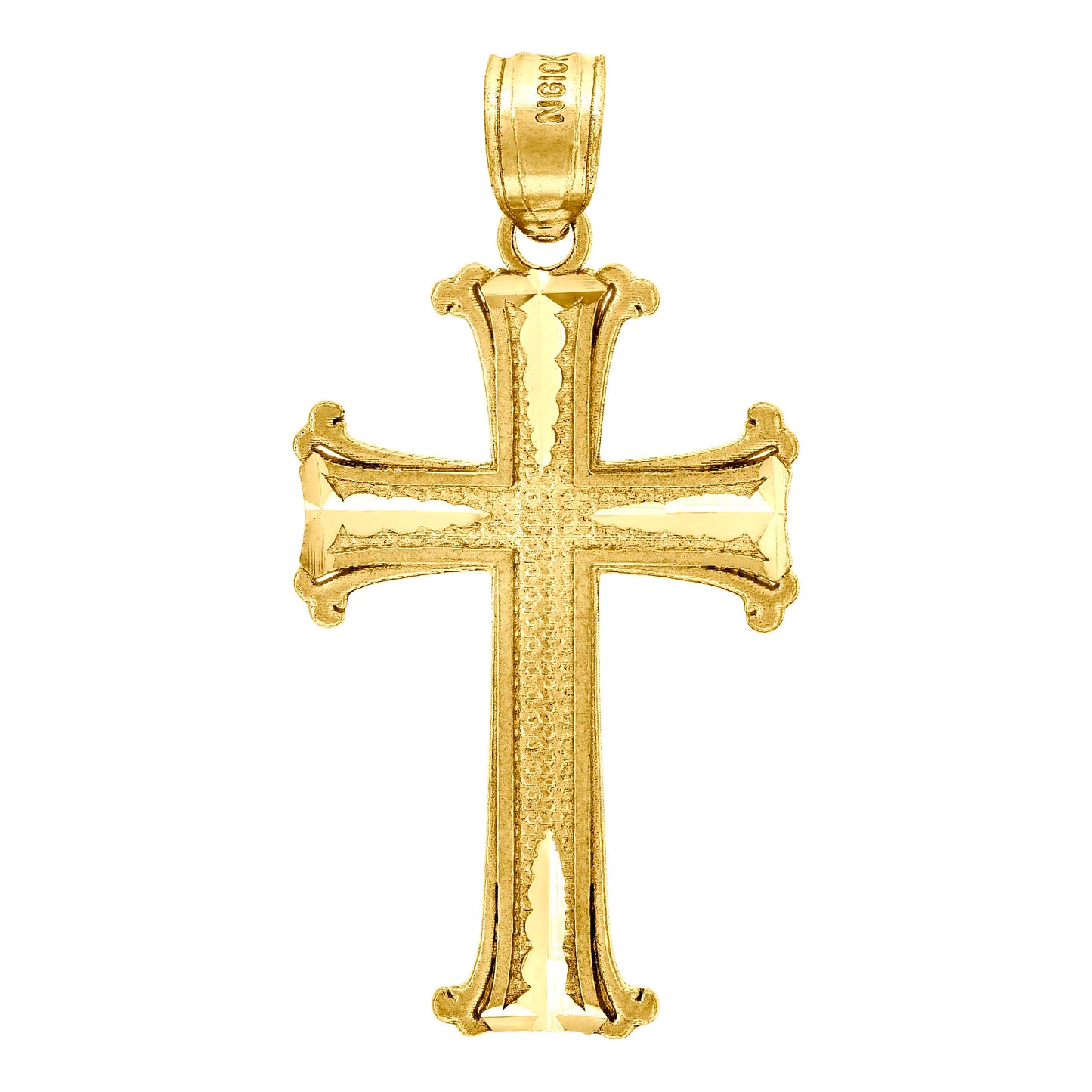 10kt Yellow Gold Textured Unisex Cross Religious Charm Pendant