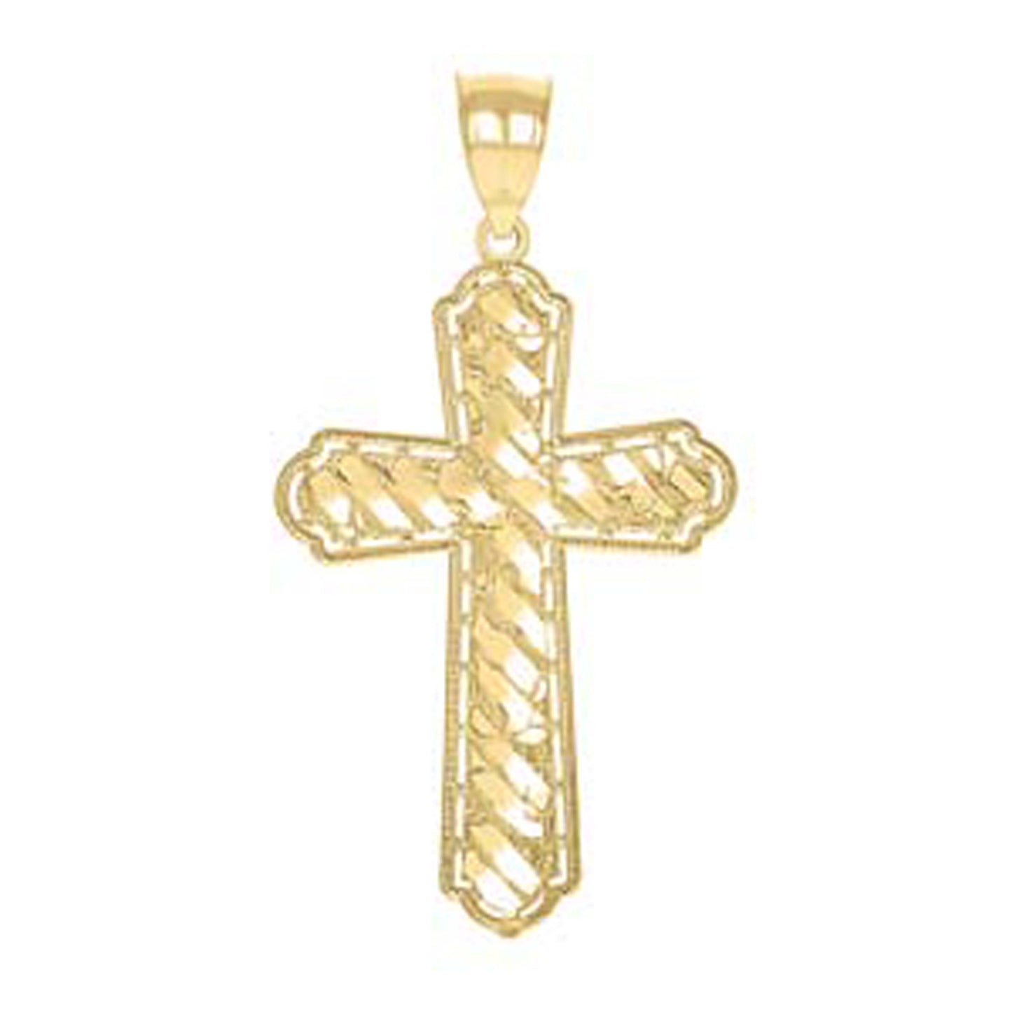 10kt Yellow Gold Diamond-Cut Nugget Unisex Cross Religious Charm Pendant