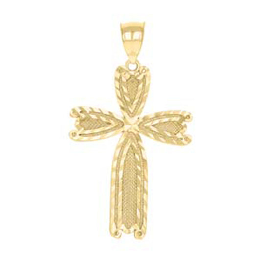 10kt Yellow Gold Diamond-Cut Unisex Cross Religious Charm Pendant