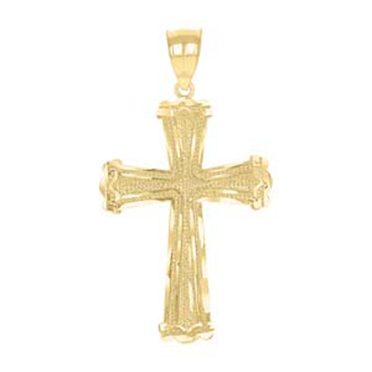 10kt Yellow Gold Diamond-Cut Unisex Cross Religious Charm Pendant