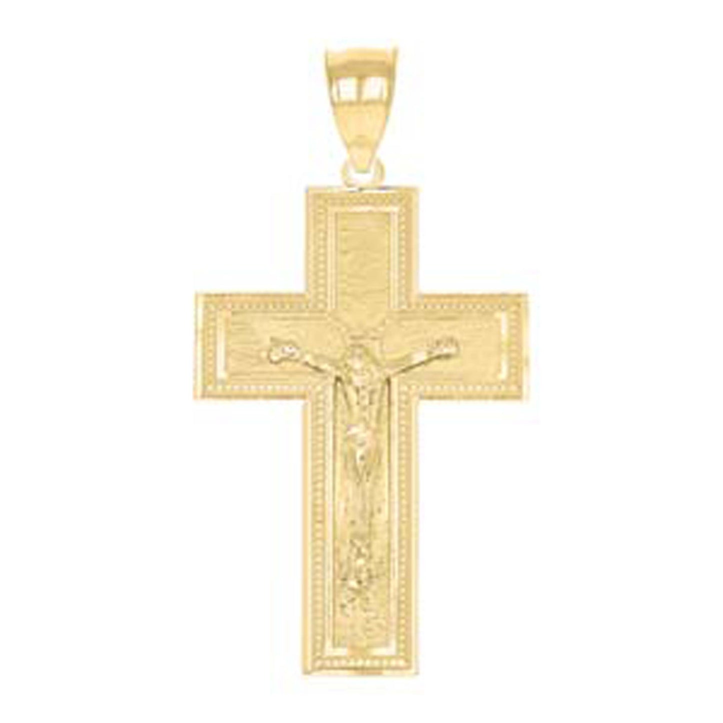 10kt Yellow Gold Diamond-Cut Unisex Cross Crucifix Religious Charm Pendant