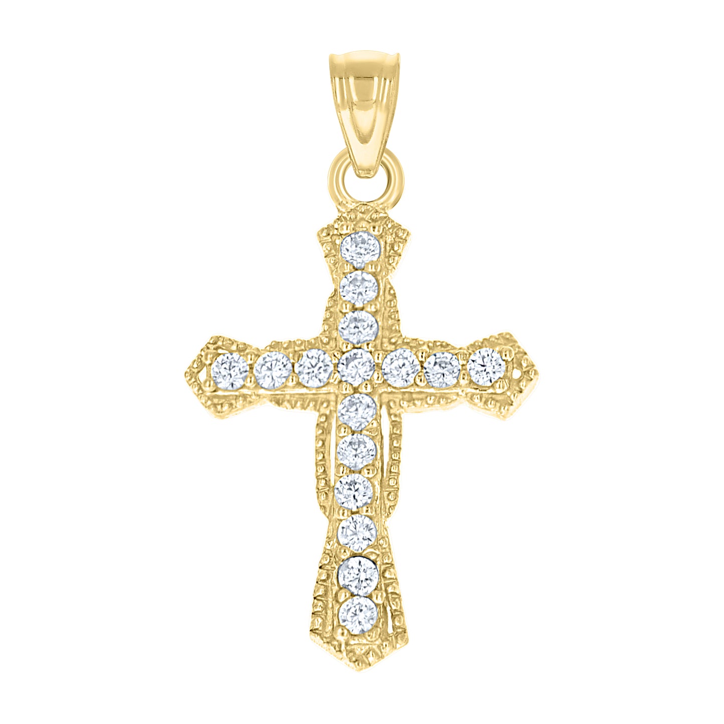 10kt Two-Tone Gold Cubic-Zirconia Unisex Cross Religious Charm Pendant