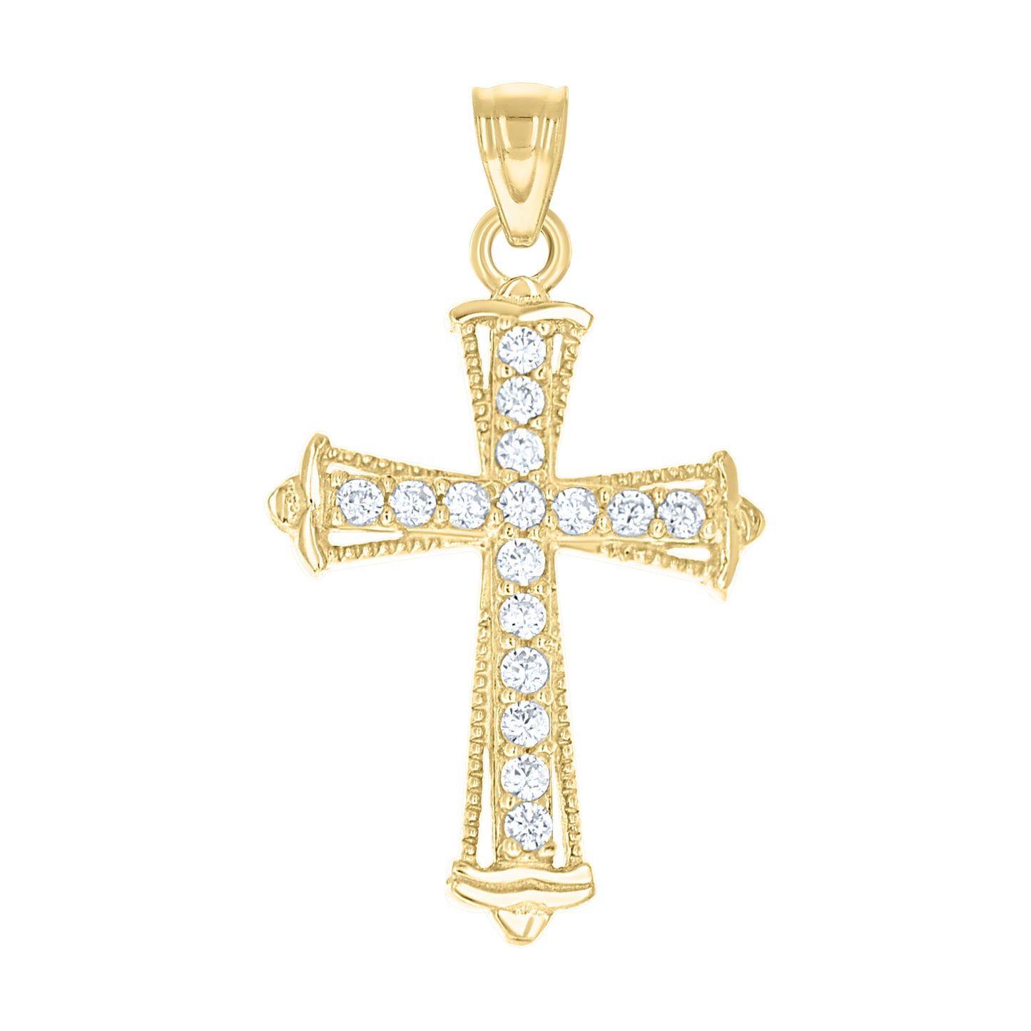 10kt Yellow Gold Unisex Cubic Zirconia Cubic-Zirconia Cross Religious Charm Pendant