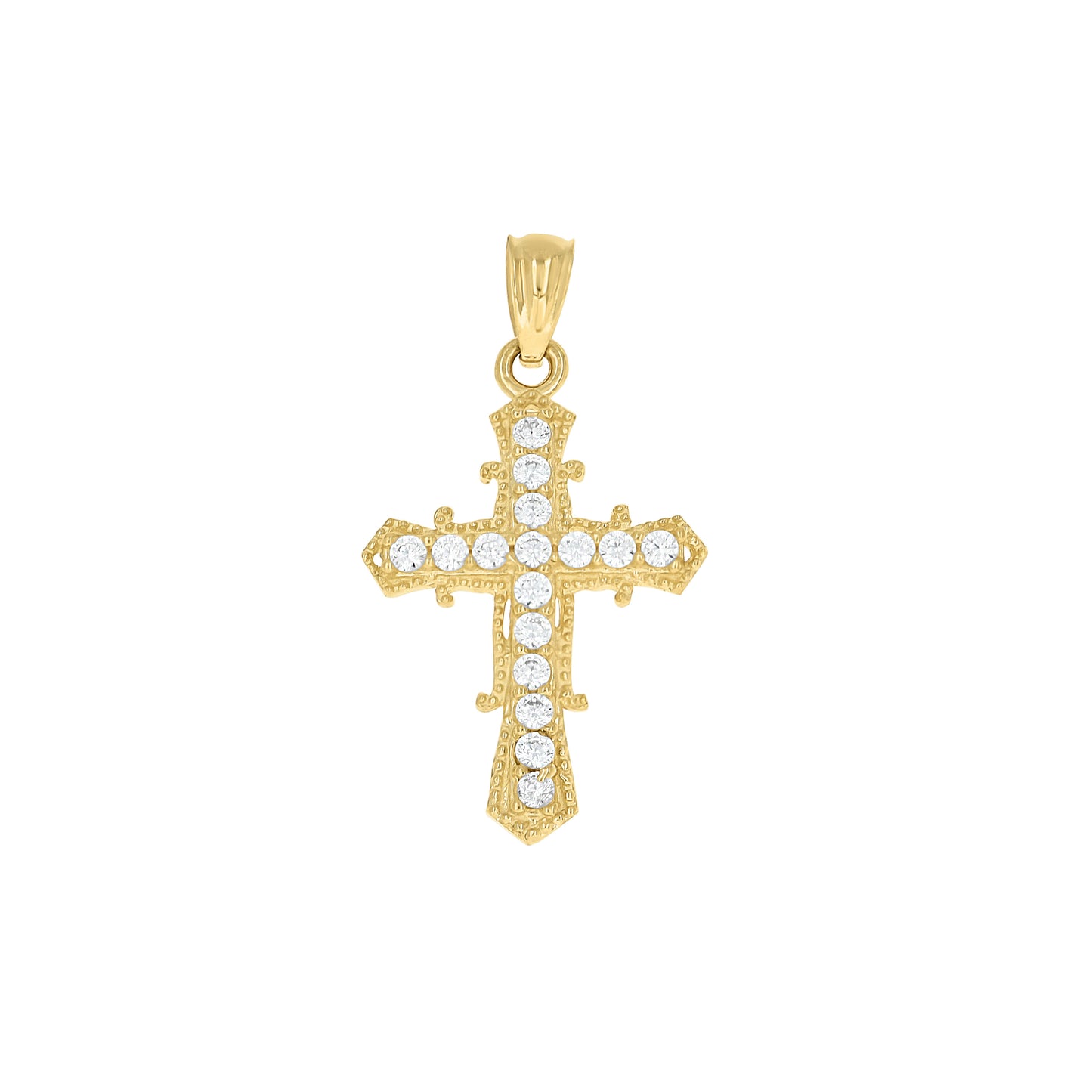 10kt Yellow Gold Unisex Cubic Zirconia Cubic-Zirconia Cross Religious Charm Pendant