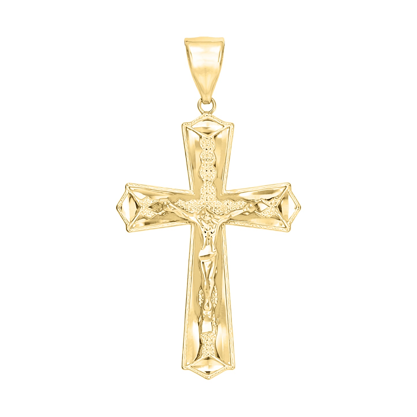 10kt Yellow Gold Unisex Crucifix Cross Religious Charm Pendant
