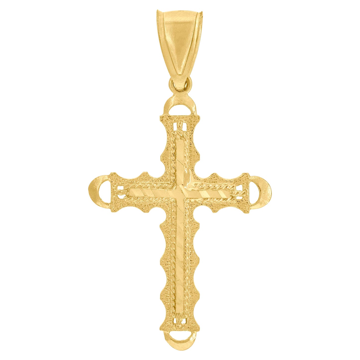 10kt Yellow Gold Unisex Diamond-Cut Cross Religious Charm Pendant