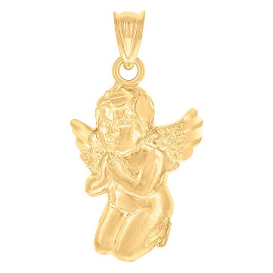 10k Yellow Gold Unisex Praying Angel Religious Charm Pendant