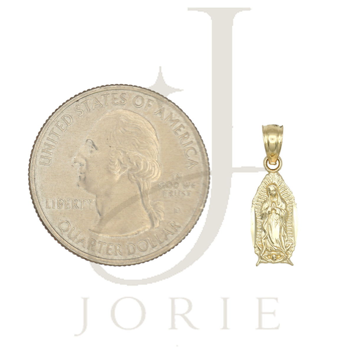 10k Yellow Gold Diamond-Cut Unisex Mary Guadalupe Religious Charm Pendant