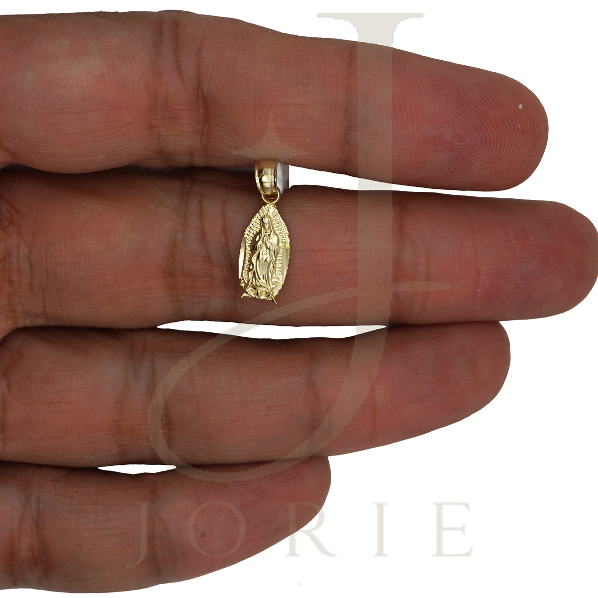 10k Yellow Gold Diamond-Cut Unisex Mary Guadalupe Religious Charm Pendant