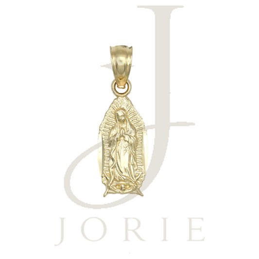 10k Yellow Gold Diamond-Cut Unisex Mary Guadalupe Religious Charm Pendant