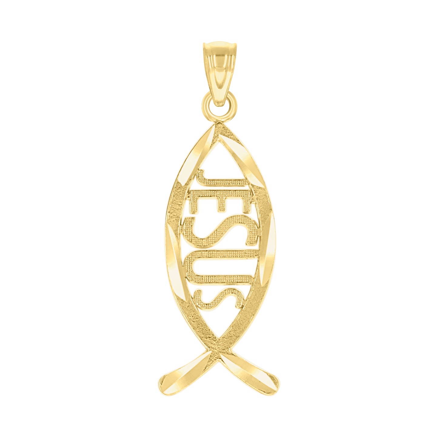 10kt Yellow Gold Diamond-Cut Unisex Jesus Christian Religious Charm Pendant