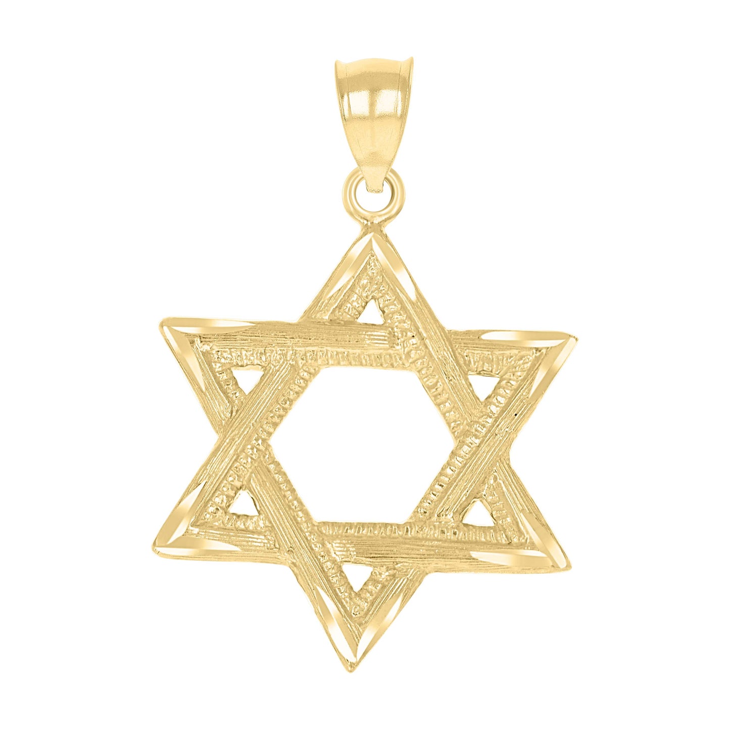10kt Yellow Gold Diamond-Cut Unisex Star Of David Religious Charm Pendant