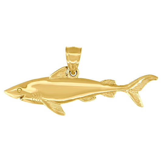 10k Yellow Gold Unisex Shark Animal Charm Pendant