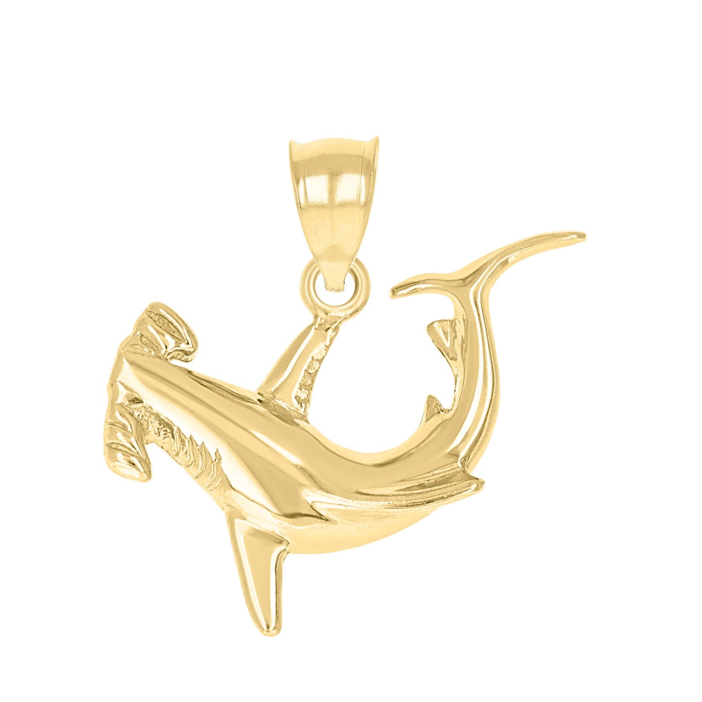 10k Yellow Gold Unisex Hammerhead Shark Animal Charm Pendant