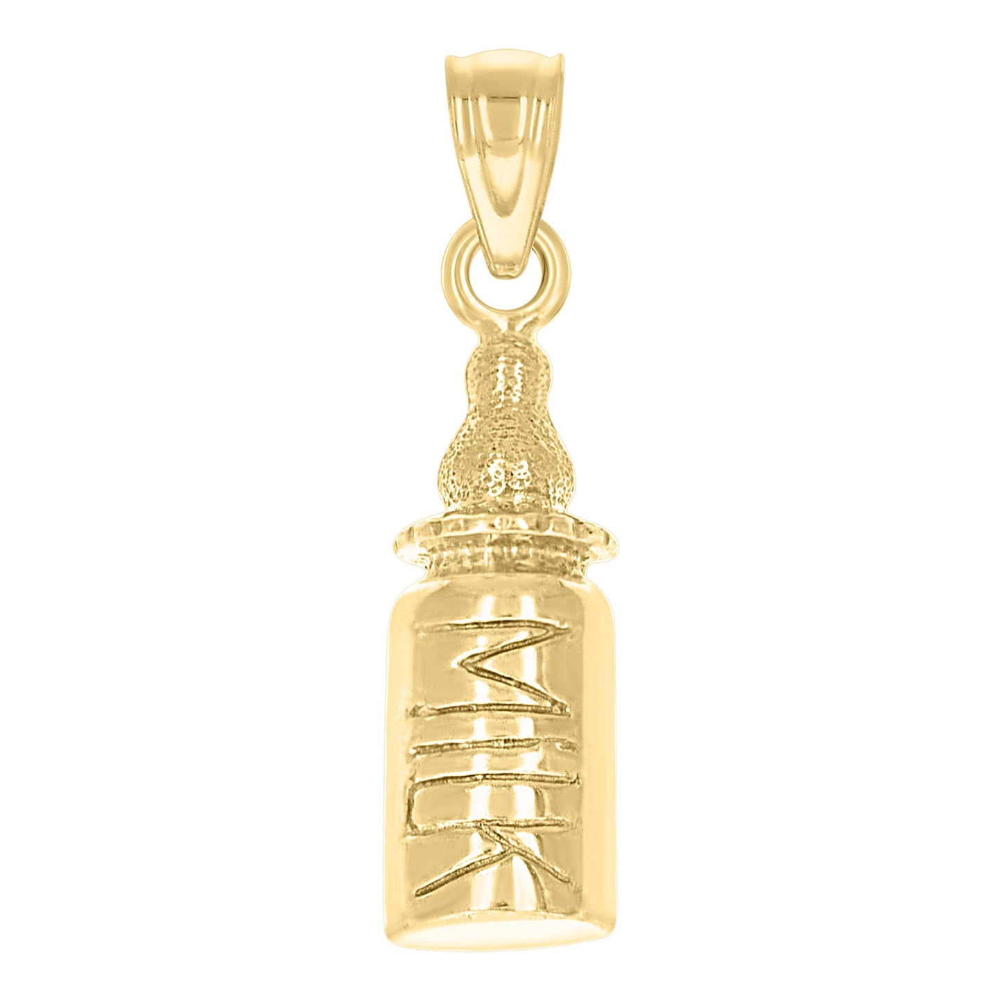 10k Yellow Gold Textured Baby Milk Bottle Charm Pendant