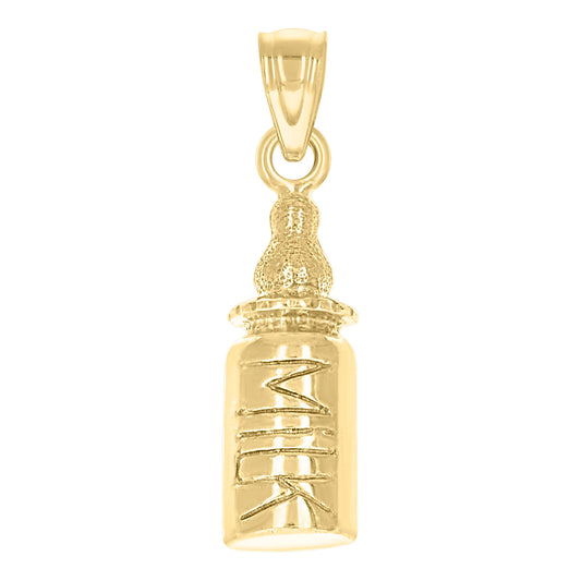 10k Yellow Gold Textured Baby Milk Bottle Charm Pendant