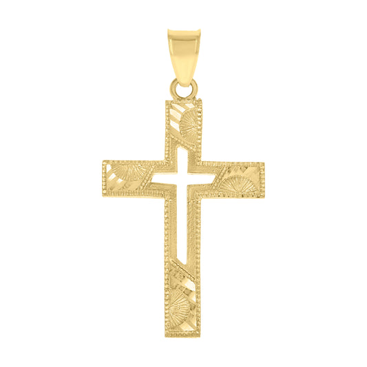 10kt Yellow Gold Unisex Cross Religious Charm Pendant