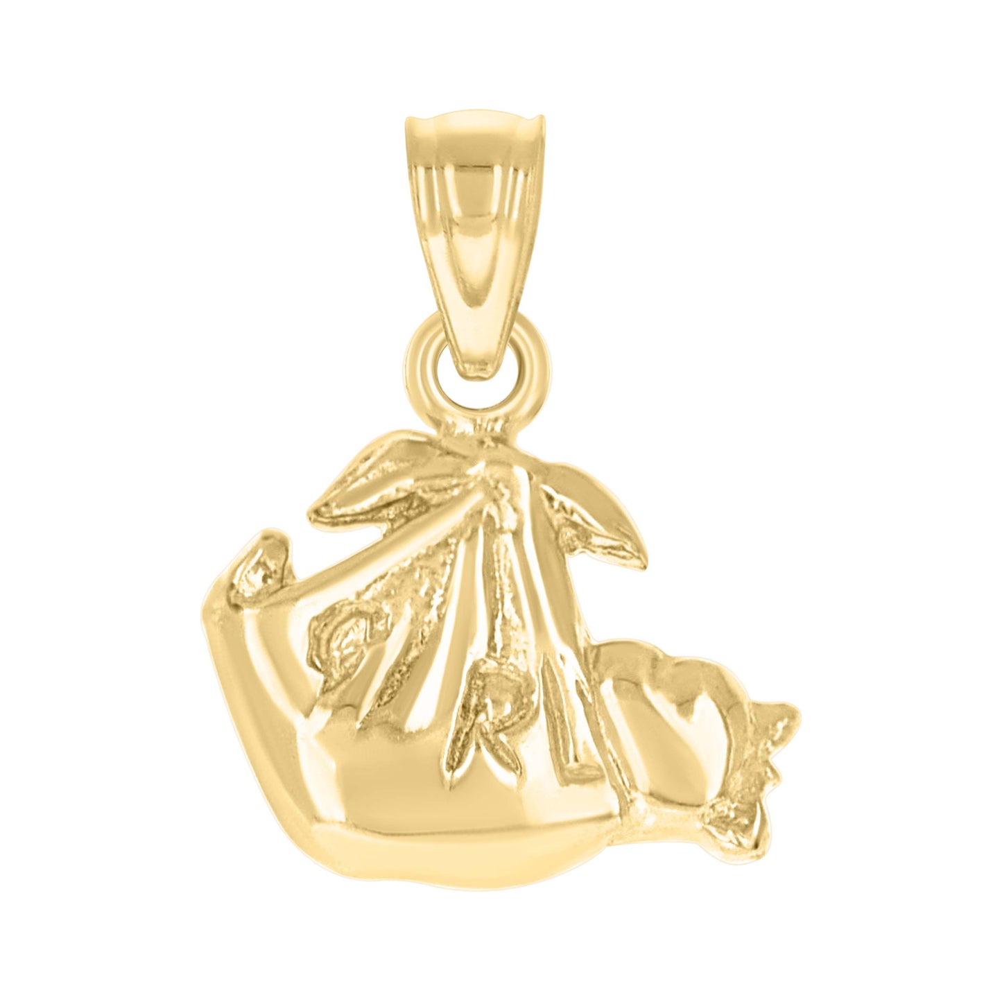 10k Yellow Gold Baby It's A Girl Charm Pendant