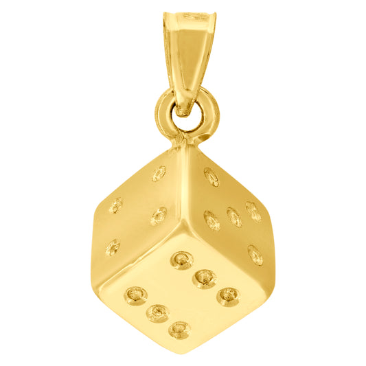 10k Yellow Gold Mens Dice Gambling Charm Pendant