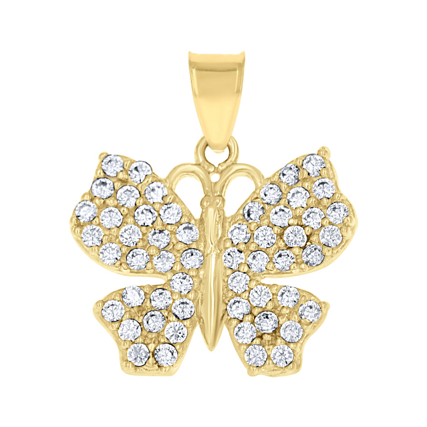 10k Yellow Gold Womens Cubic Zirconia Butterfly Nature Charm Pendant