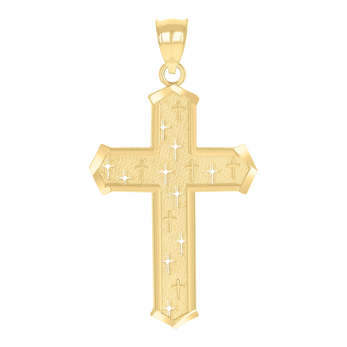 10kt Yellow Gold Mens Women Textured Cross Religious Charm Pendant