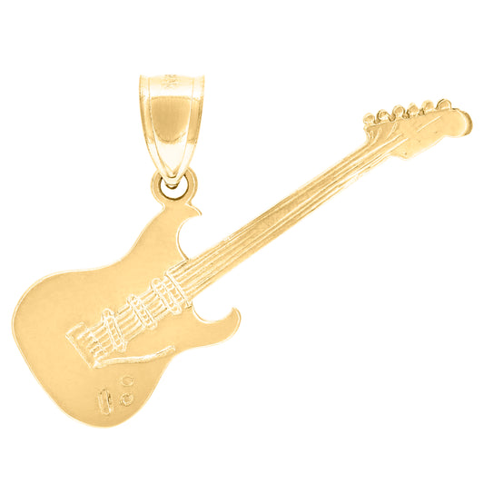 10k Yellow Gold Unisex Guitar Charm Pendant