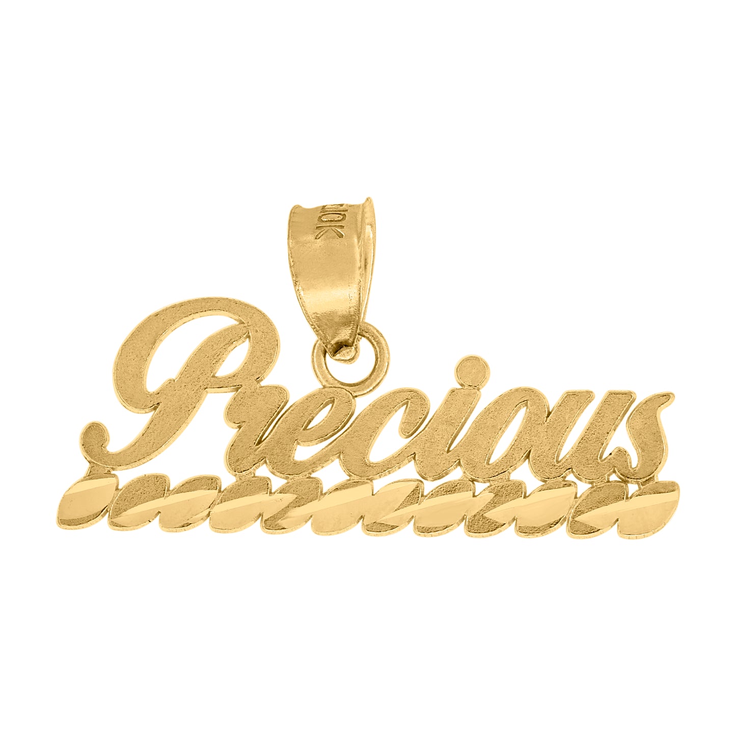 10k Yellow Gold Diamond Cut Unisex Precious Letters & Words Charm Pendant