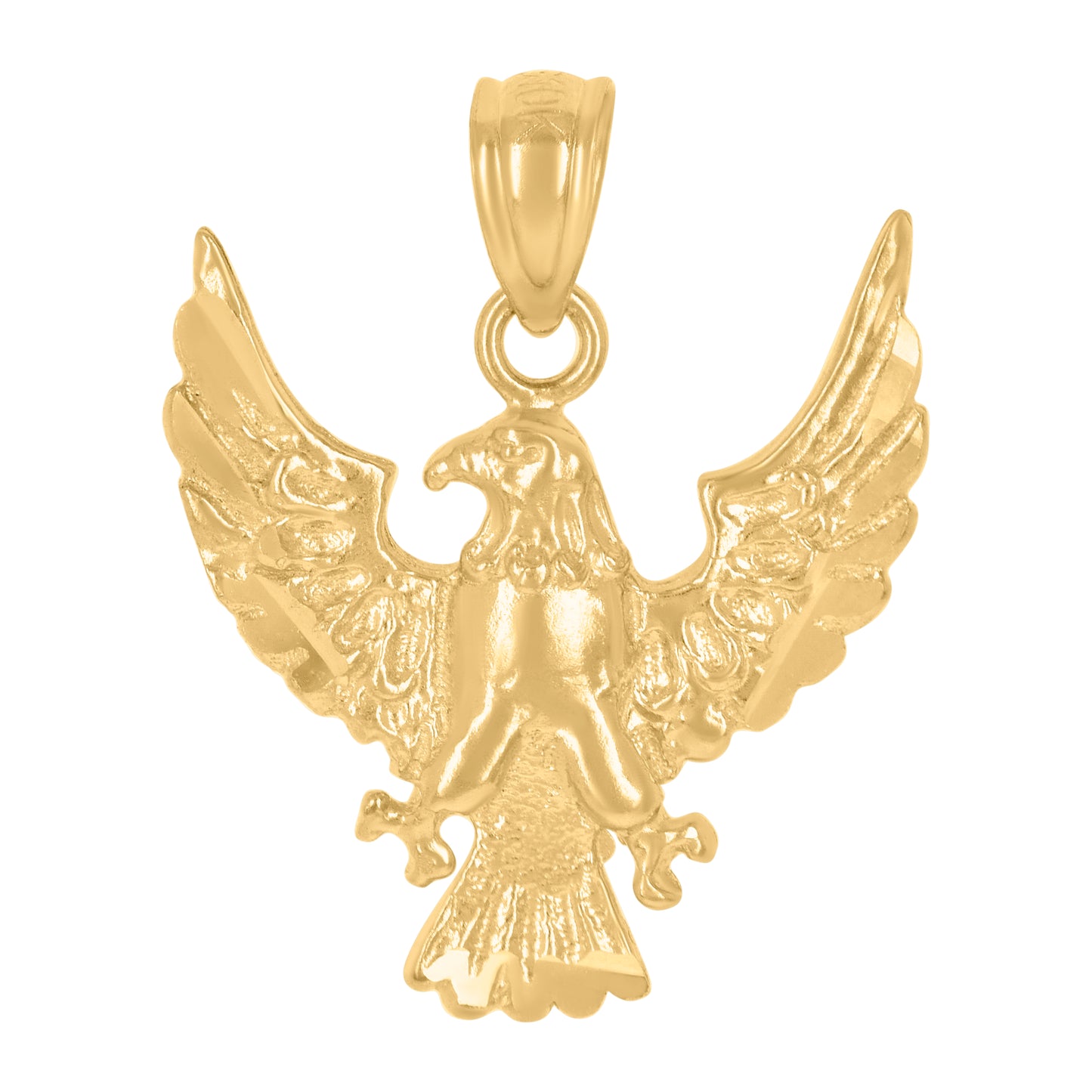 10k Yellow Gold Diamond Cut Unisex Eagle Animal Charm Pendant