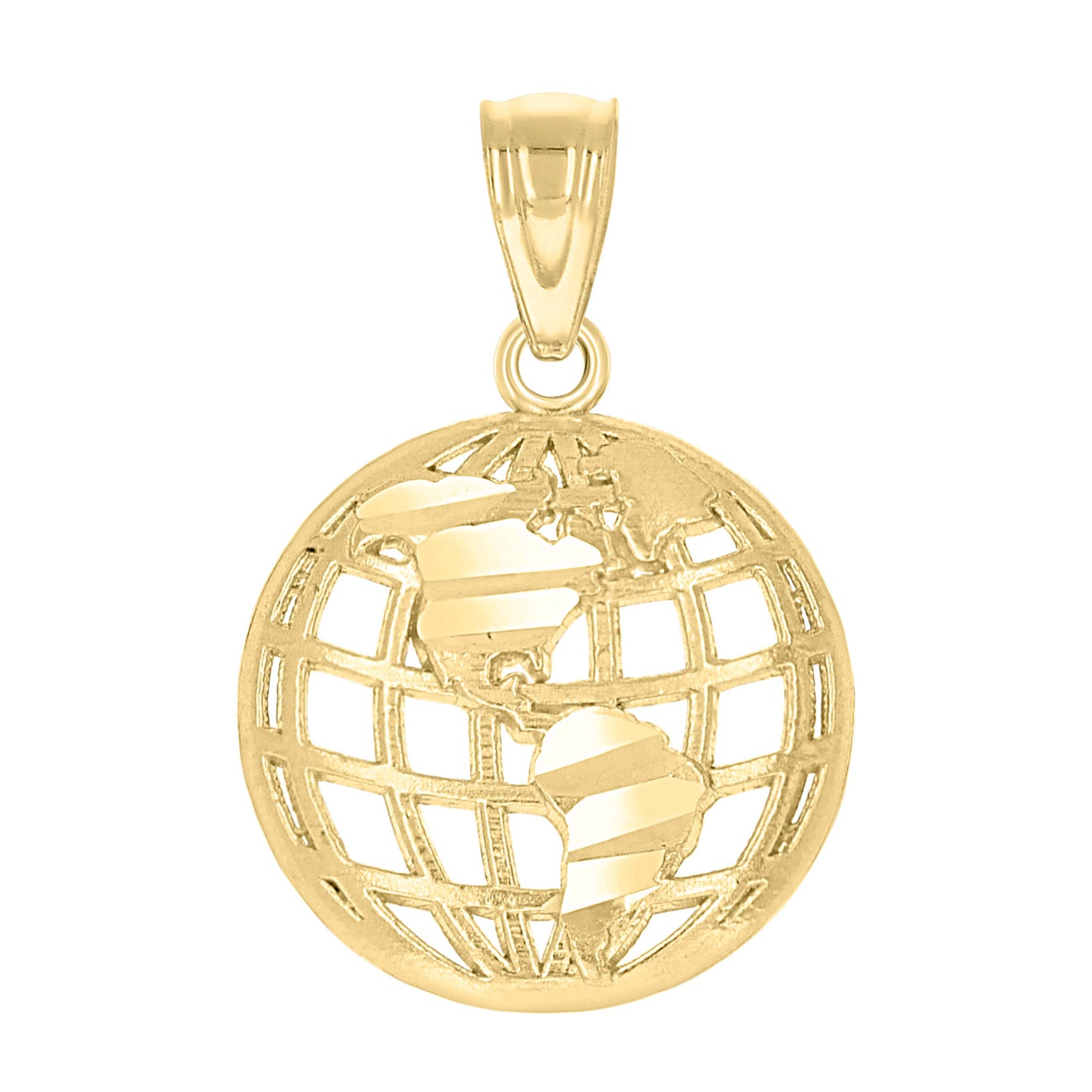 10k Yellow Gold Unisex World Globe Charm Pendant