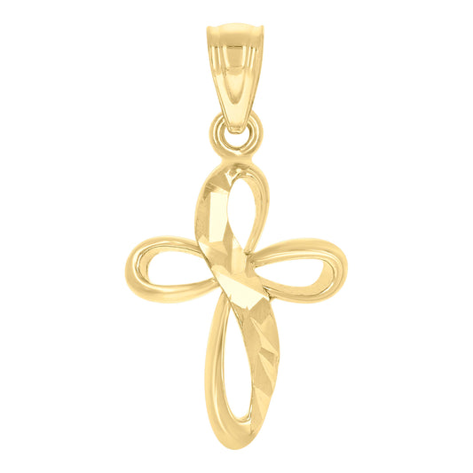 10kt Two-Tone Gold Mens Women Diamond-Cut Cross Religious Charm Pendant