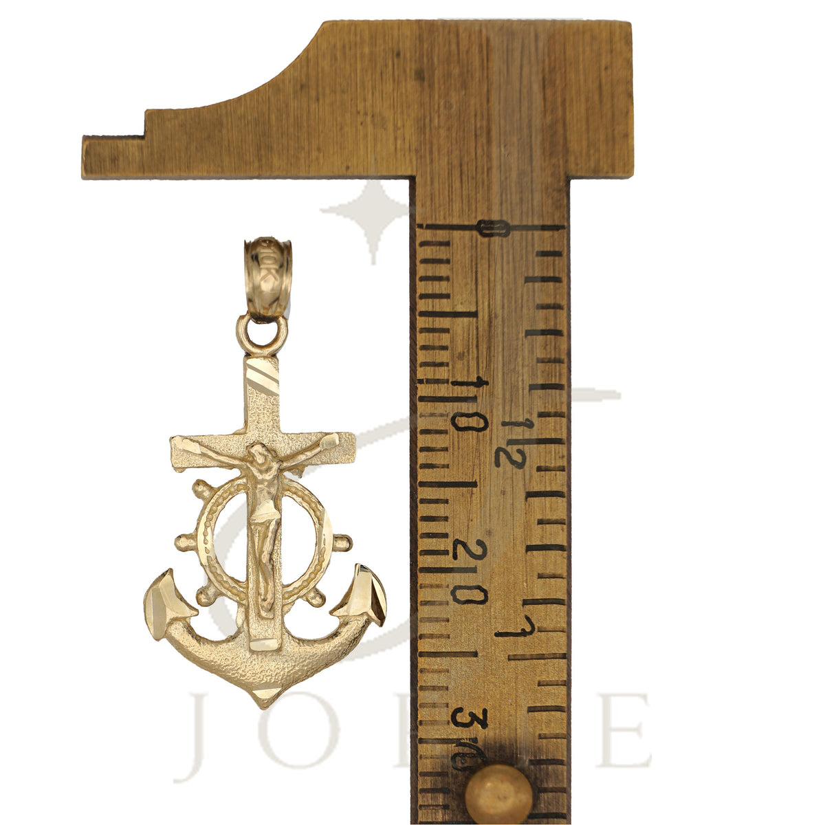 10k Yellow Gold Mariner Anchor Crucifix Cross Religious Charm Pendant
