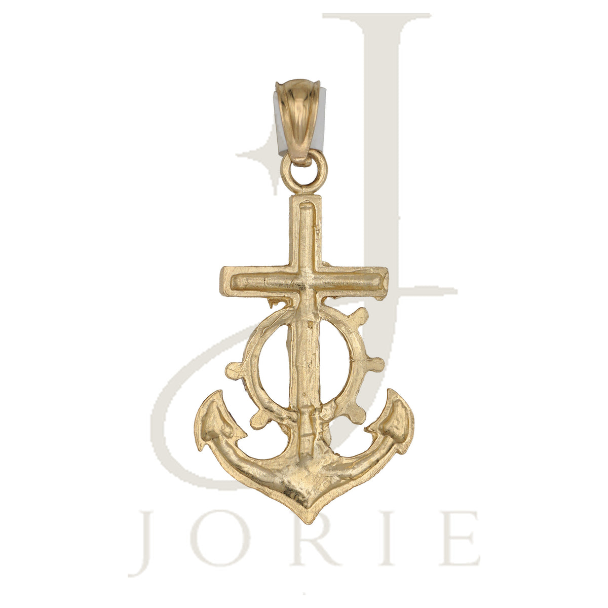 10k Yellow Gold Mariner Anchor Crucifix Cross Religious Charm Pendant