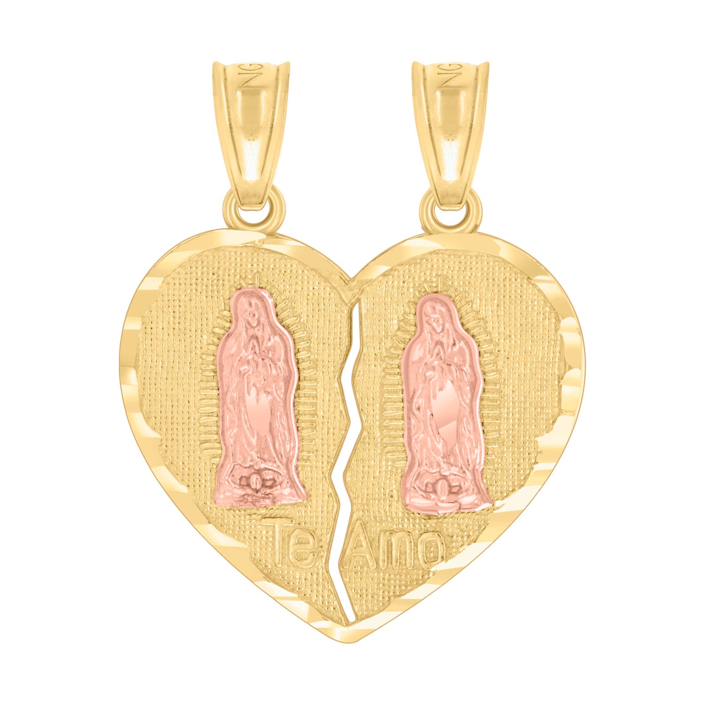 10kt Two-Tone Gold Mens Diamond-Cut Lady Of Guadalupe Religious Charm Pendant