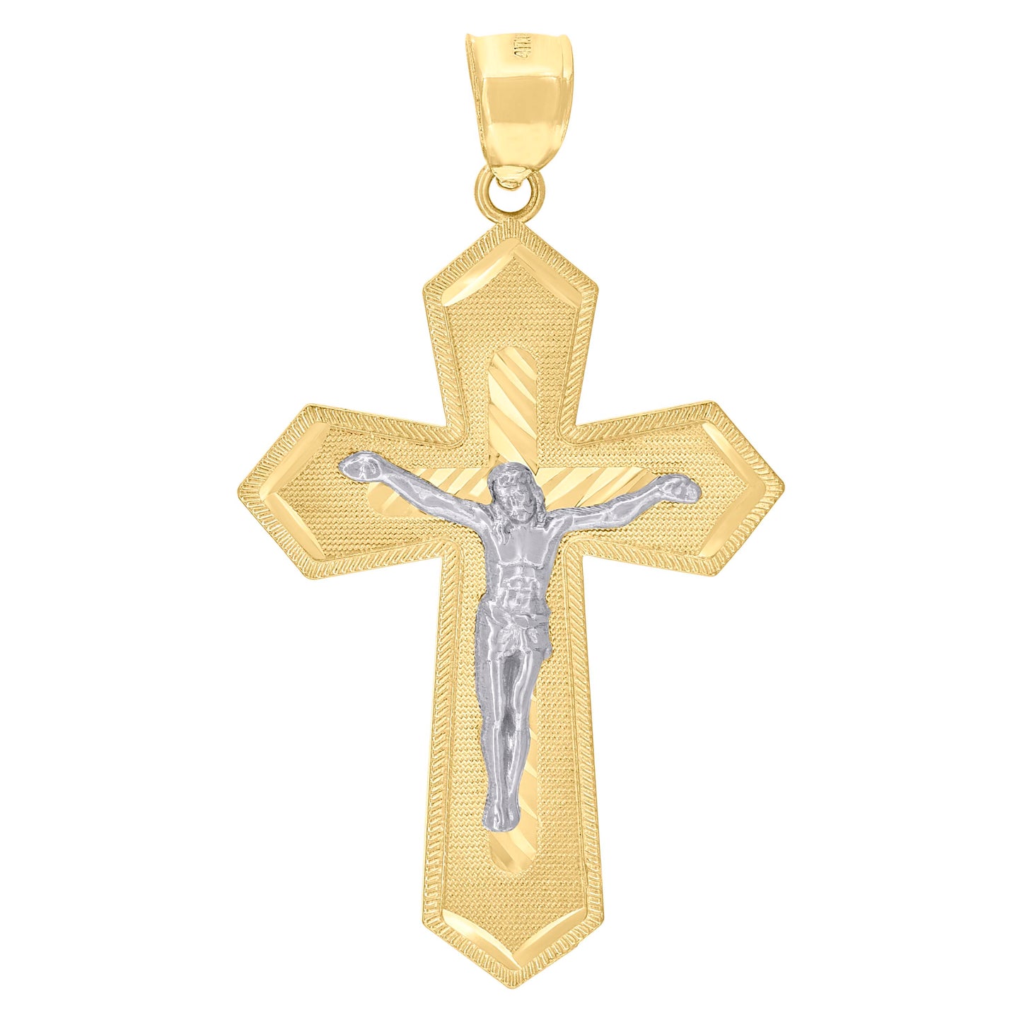 10kt Two-tone Gold Mens Crucifix Cross Religious Charm Pendant
