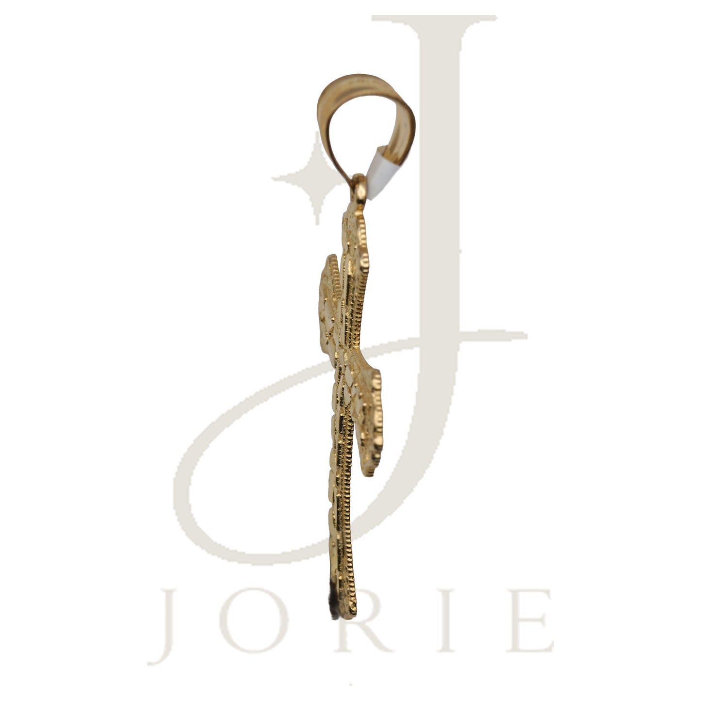 10k Yellow Gold Men Women Nugget Textured Cross Religious Charm Pendant